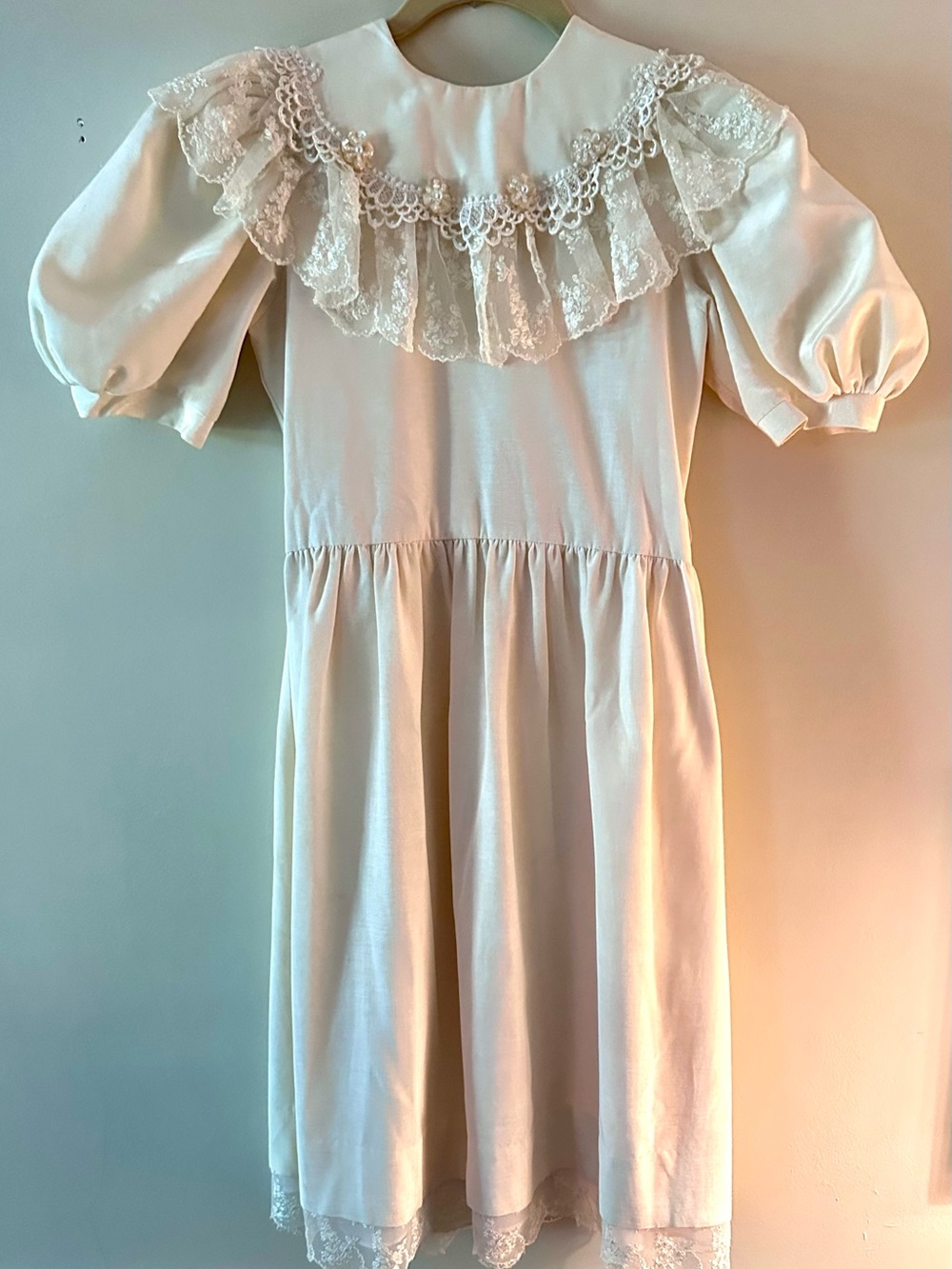 Ivory Lace Ruffle Midi Dress - Picture 3 of 7